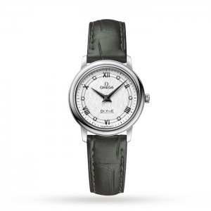 Omega De Ville Damen-Quarzuhr aus weißem Leder O42413276052002