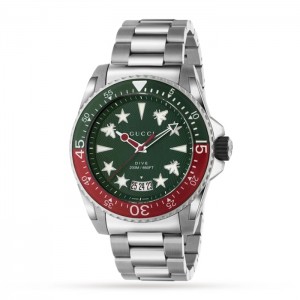 GG Gucci Dive Herren Quarz Grün Edelstahl Uhr YA136222