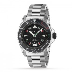 GG Gucci Dive Herren-Quarzuhr aus schwarzem Edelstahl YA136221